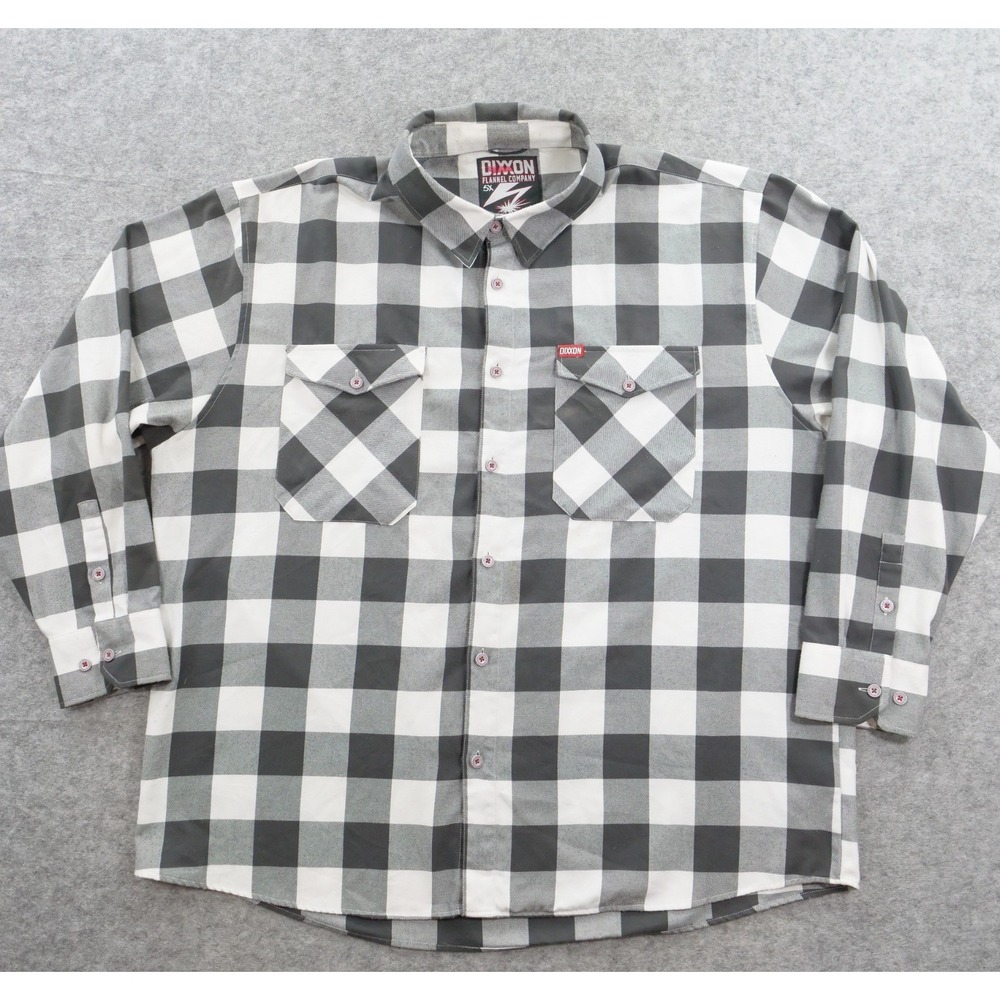 Dixxon Flannel Short Mens 5X Big Gray Plaid Button Up Streetwear Long Sleeve